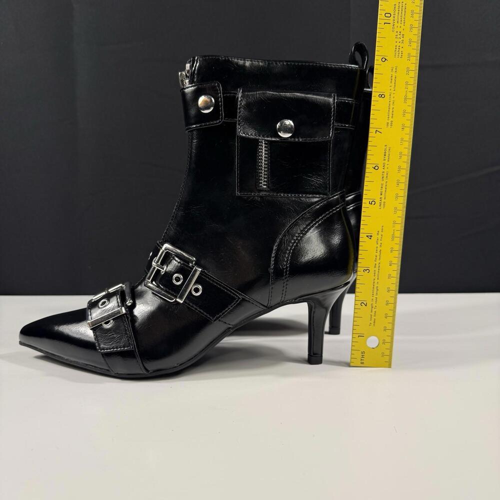 NEW Wild Pair Moonbeam Gothic Black Buckle Booties Size 8.5 Pointy Stiletto Heel - Picture 7 of 9